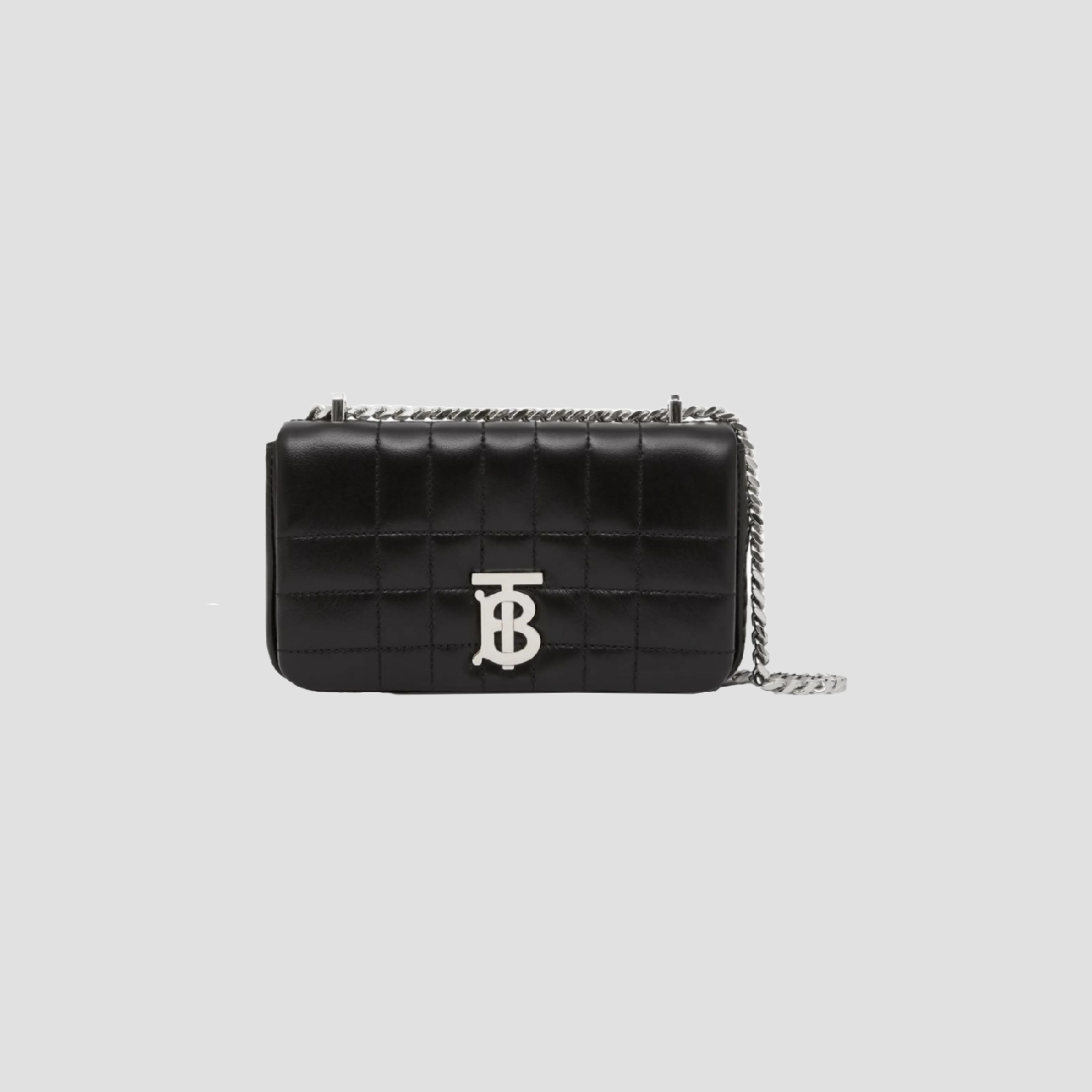 BURBERRY MINI LOLA QUILTED LEATHER BAG IN BLACK WITH SILVER HARDWARE 80648501
