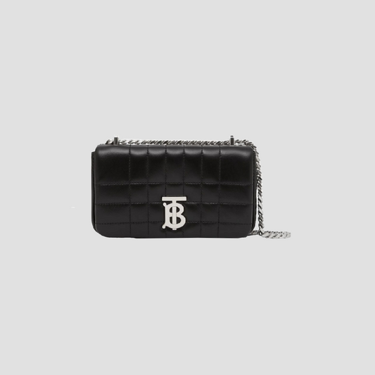 BURBERRY MINI LOLA QUILTED LEATHER BAG IN BLACK WITH SILVER HARDWARE 80648501