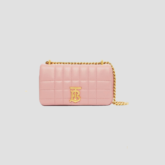 BURBERRY MINI LOLA QUILTED LEATHER BAG IN PINK WITH GOLD HARDWARE 80630141