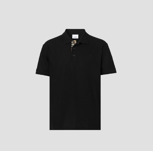 Burberry Monogram Cotton Piqué Polo Shirt Black 8055228