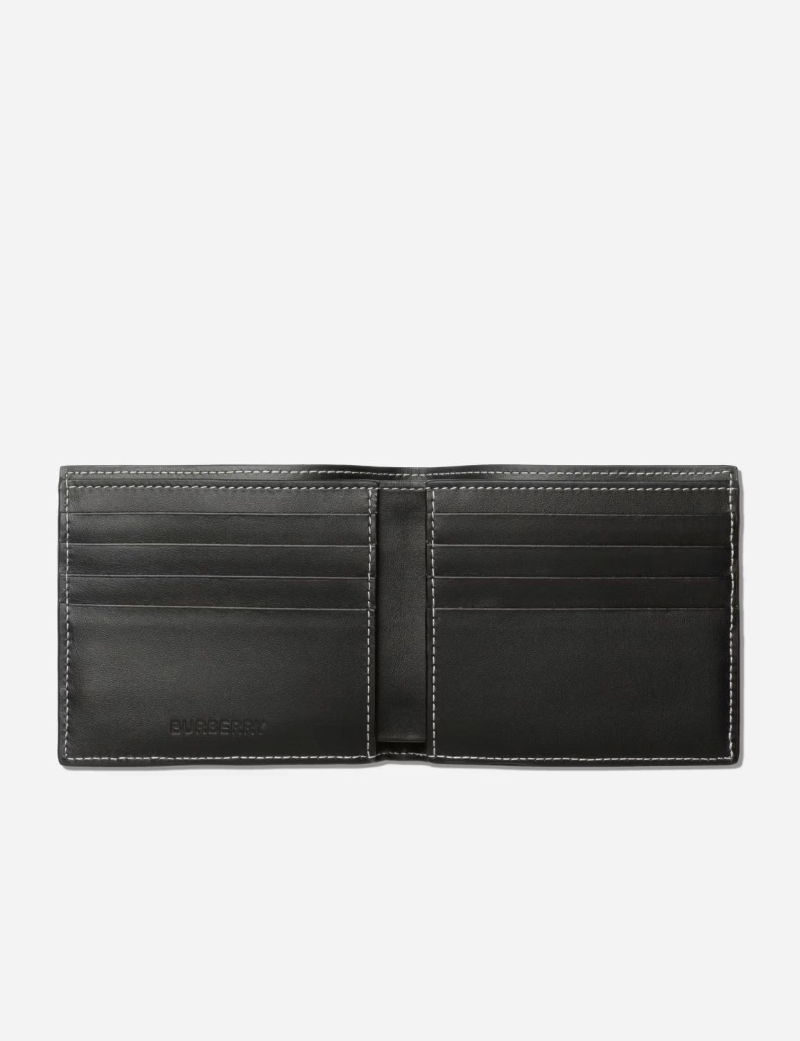Open Burberry Navy Check Dark Charcoal Bi-fold Wallet