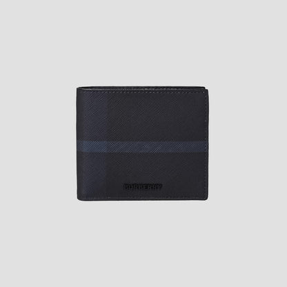 Burberry Navy Check Dark Charcoal Bi-fold Wallet