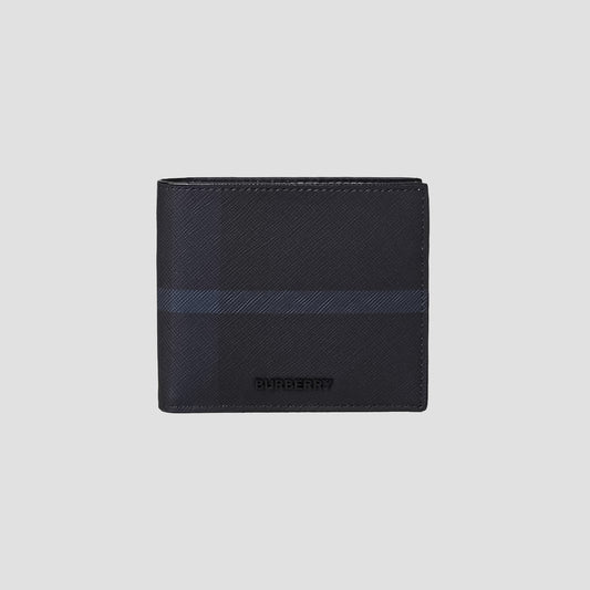 Burberry Navy Check Dark Charcoal Bi-fold Wallet