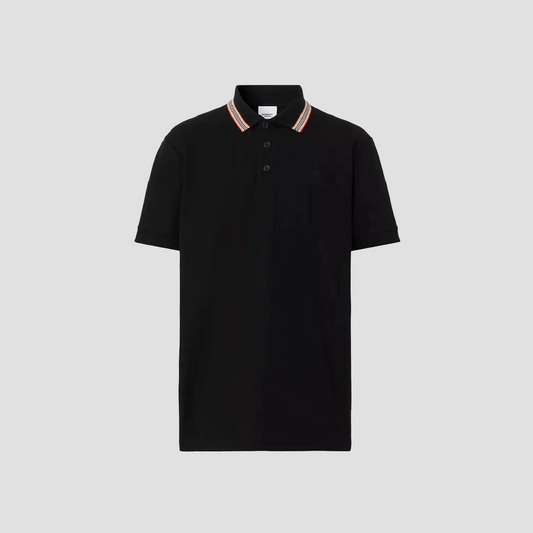 Burberry Pierson Cotton Polo Shirt In Black 8053773