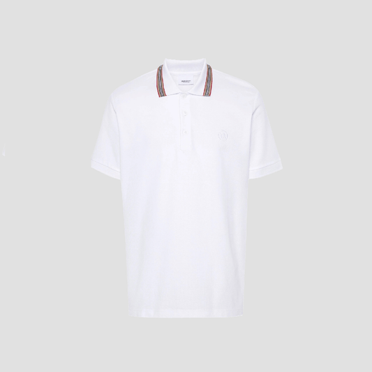 Burberry Pierson Cotton Piqué Polo Shirt In White 8084018