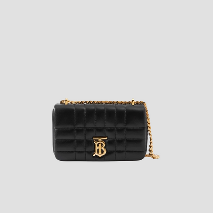 BURBERRY QUILTED LEATHER MINI LOLA BAG IN BLACK WITH GOLD HARDWARE 80594921