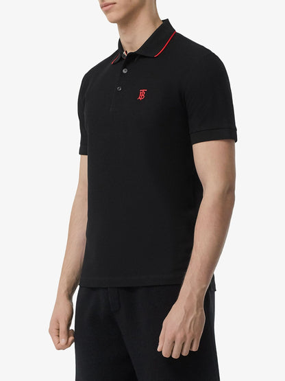 áo thun có cổ BURBERRY RED ICON STRIPE PLACKET PIQUÉ POLO SHIRT BLACK 8017003 authentic tại blankroom hà nội, việt nam