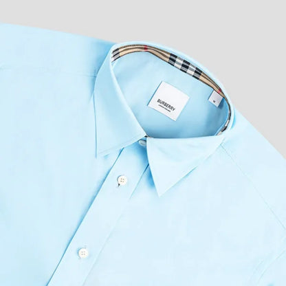 áo sơ mi BURBERRY SHORT SLEEVE SQUARE B LOGO-EMBOIRDERED SHIRT IN LIGHT BLUE 8061863 authentic hàng hiệu tại sài gòn, tp hcm