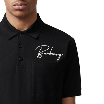 áo thun có cổ BURBERRY SIGNATURE LOGO-EMBOIRED COTTON POLO BLACK 8057629 authentic tại blankroom hà nội, việt nam