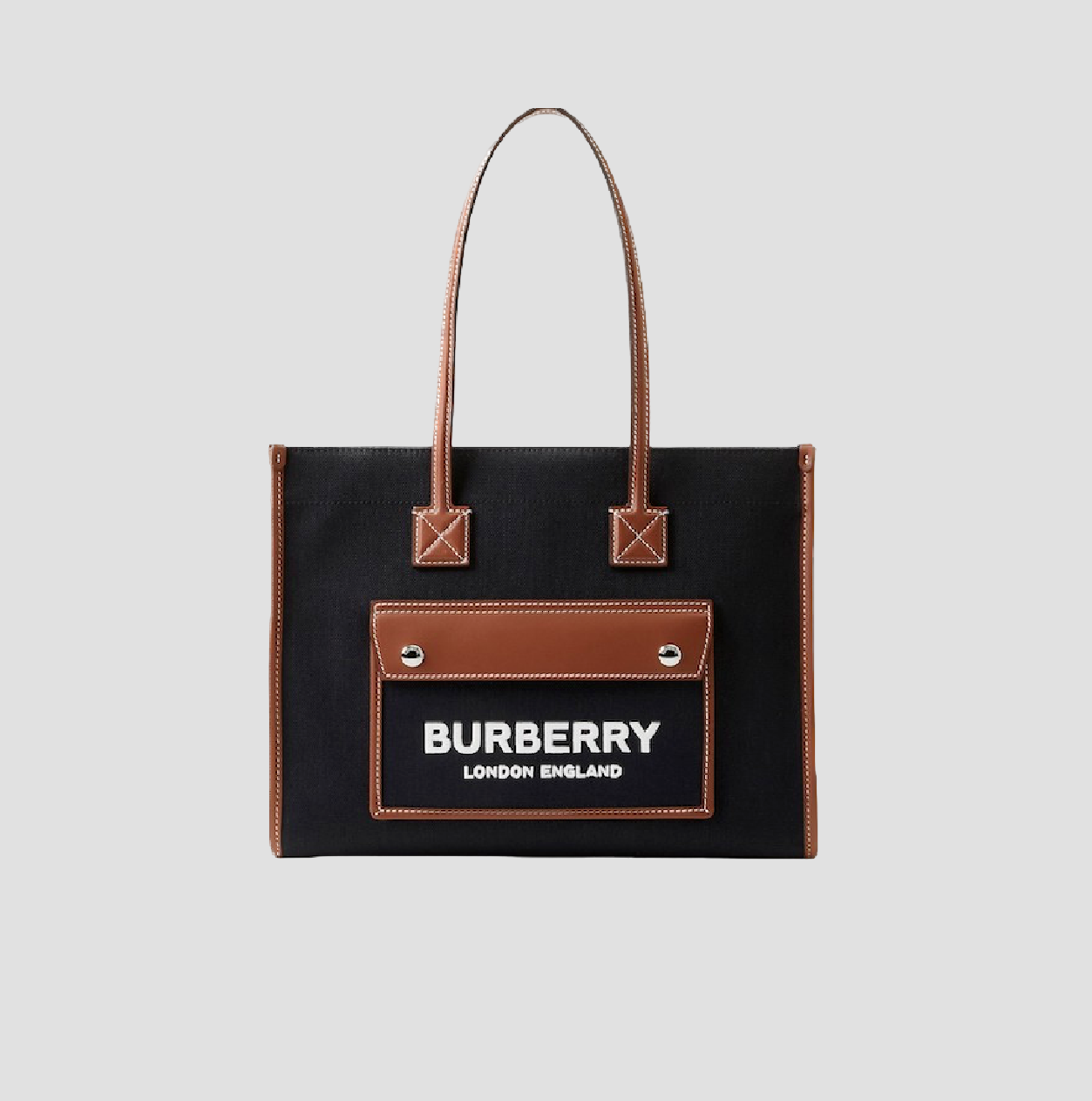 Burberry Small Freya Tote Bag In Black Tan 80576001