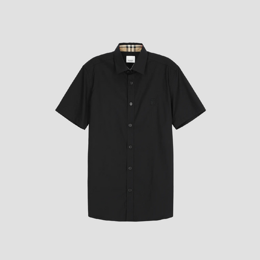 Burberry TB Monogram Short-Sleeve Shirt In Black 80323101