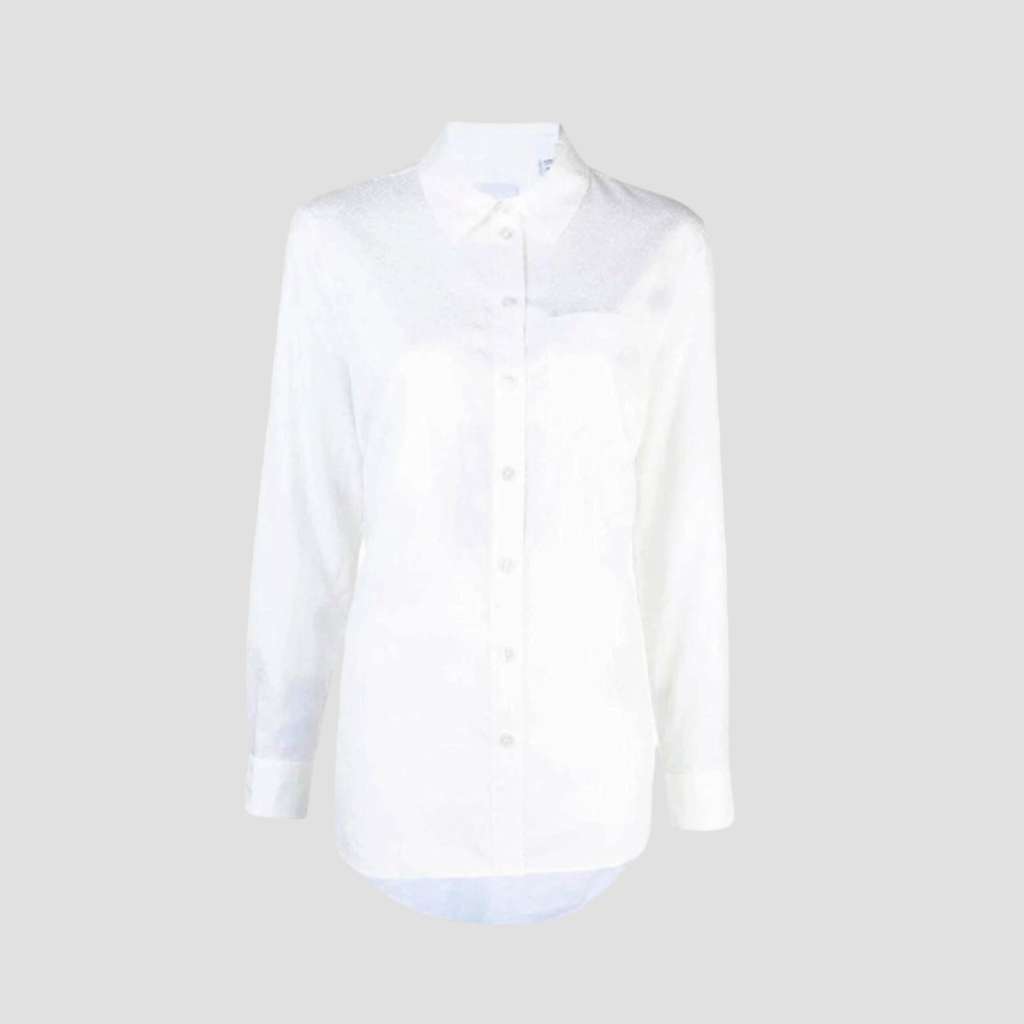 BURBERRY WOMEN GUAN COLLAR LONG SLEEVE SHIRT IN WHITE 8062147