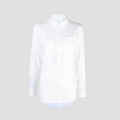 BURBERRY WOMEN GUAN COLLAR LONG SLEEVE SHIRT IN WHITE 8062147