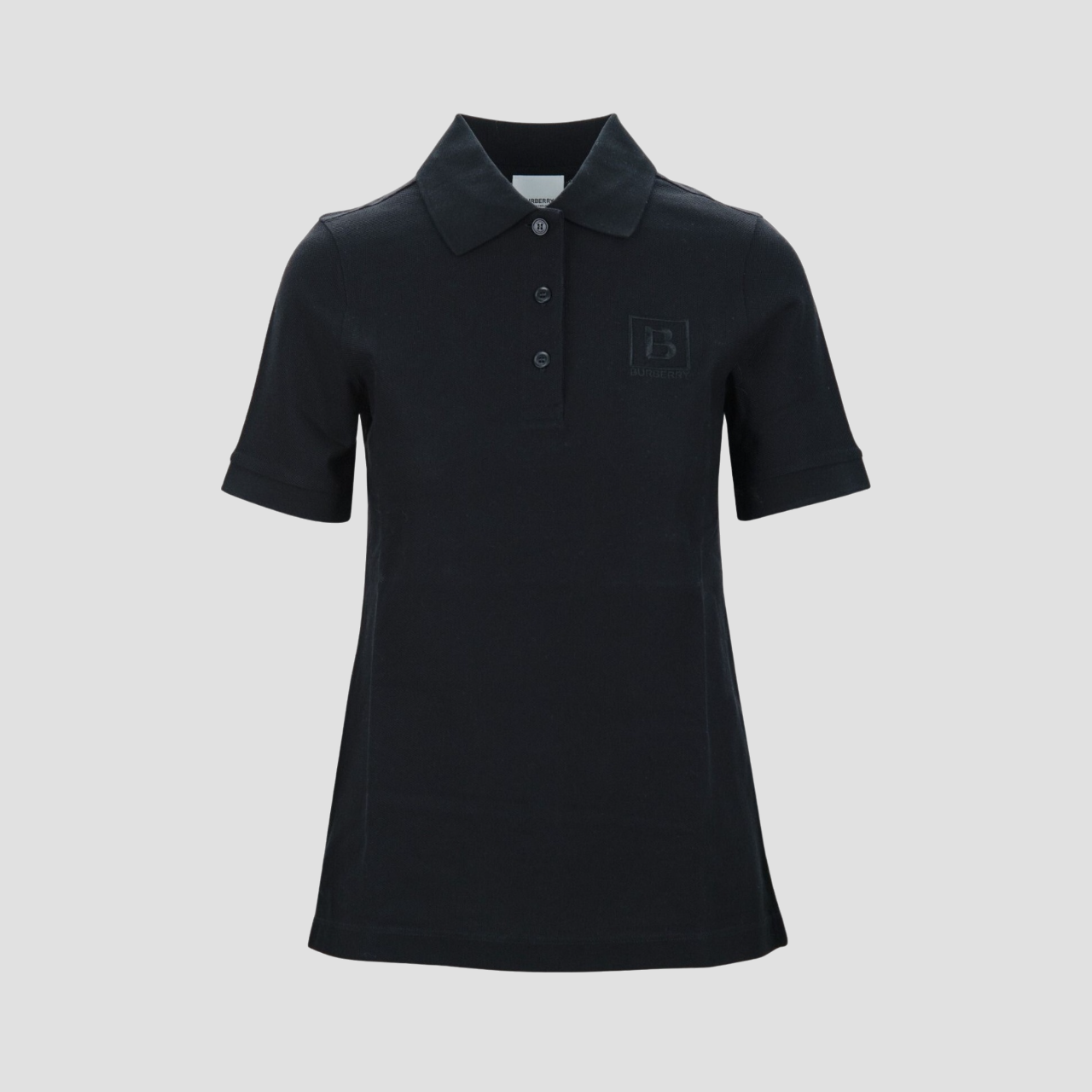 BURBERRY WOMEN'S BLACK POLO WITH B LOGO-EMBROIDERED 8052653