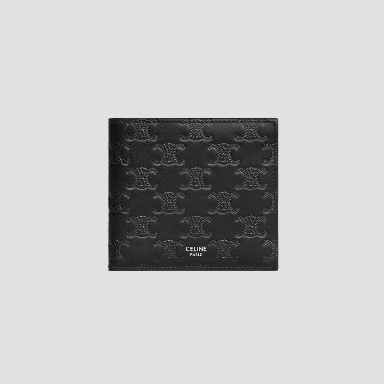 Celine Bi-fold Card Holder in Calfskin with Triomphe Embossed Black 10B653FQB.38SI
