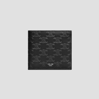 Celine Bi-fold Card Holder in Calfskin with Triomphe Embossed Black 10B653FQB.38SI