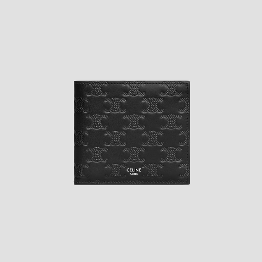 Celine Bi-fold Card Holder in Calfskin with Triomphe Embossed Black 10B653FQB.38SI