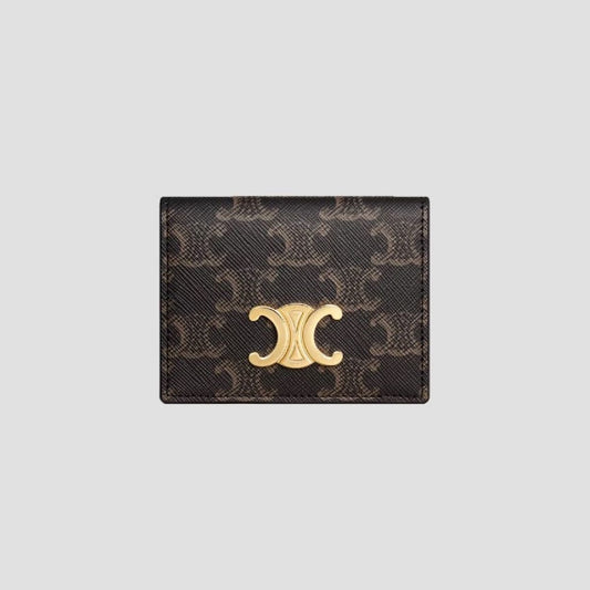 Celine Bi-Fold Card Holder in Triomphe Canvas Tan 10P352CQH.04LU