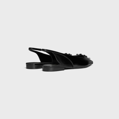 mặt sau CELINE BLACK ALMA TRIOMPHE FLAT SLINGBACK IN GLOSSY CALFSKIN 358014371C.38NO