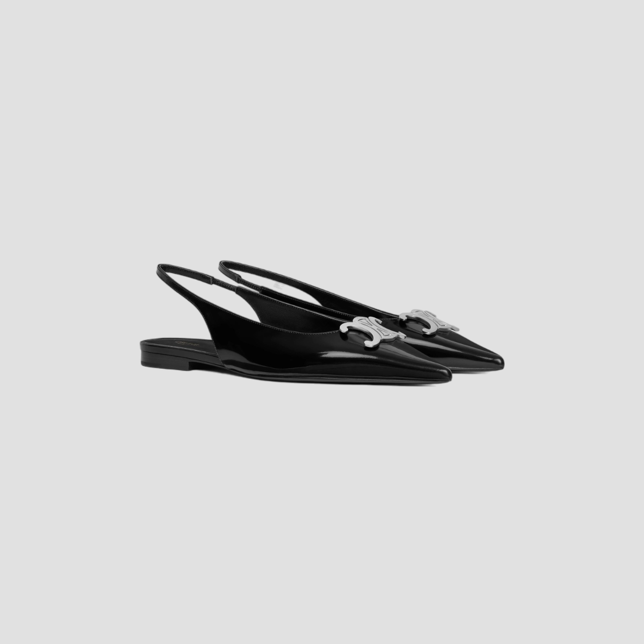 CELINE BLACK ALMA TRIOMPHE FLAT SLINGBACK IN GLOSSY CALFSKIN 358014371C.38NO