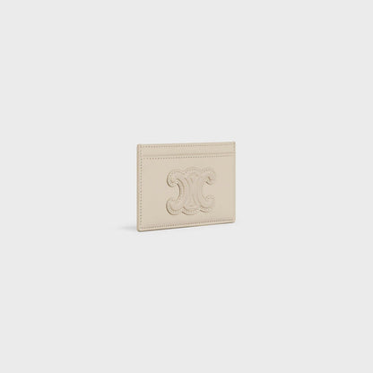 tổng thể ví đựng thẻ CELINE CARD HOLDER CUIR TRIOMPHE IN SHINY CALFSKIN LIGHT STONE 10B703EMH.02LS