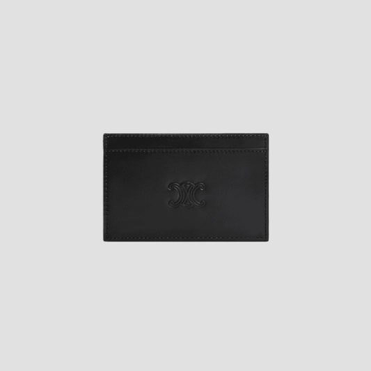 CELINE CARD HOLDER IN SATINATED CALFSKIN WITH TRIOMPHE EMBOSSED BLACK 10B703FQ7.38SI