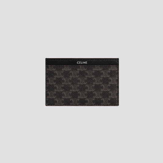 CELINE CARD HOLDER IN TRIOMPHE CANVAS AND CALFSKIN BLACK 10B702BQ4.38NO