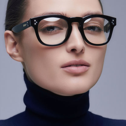 Woman wearing Celine CL50118I 001 3 Dots HD Eyeglasses