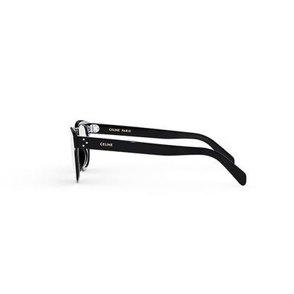 Beside Celine CL50118I 001 3 Dots HD Eyeglasses with 'Celine' branding on a white background