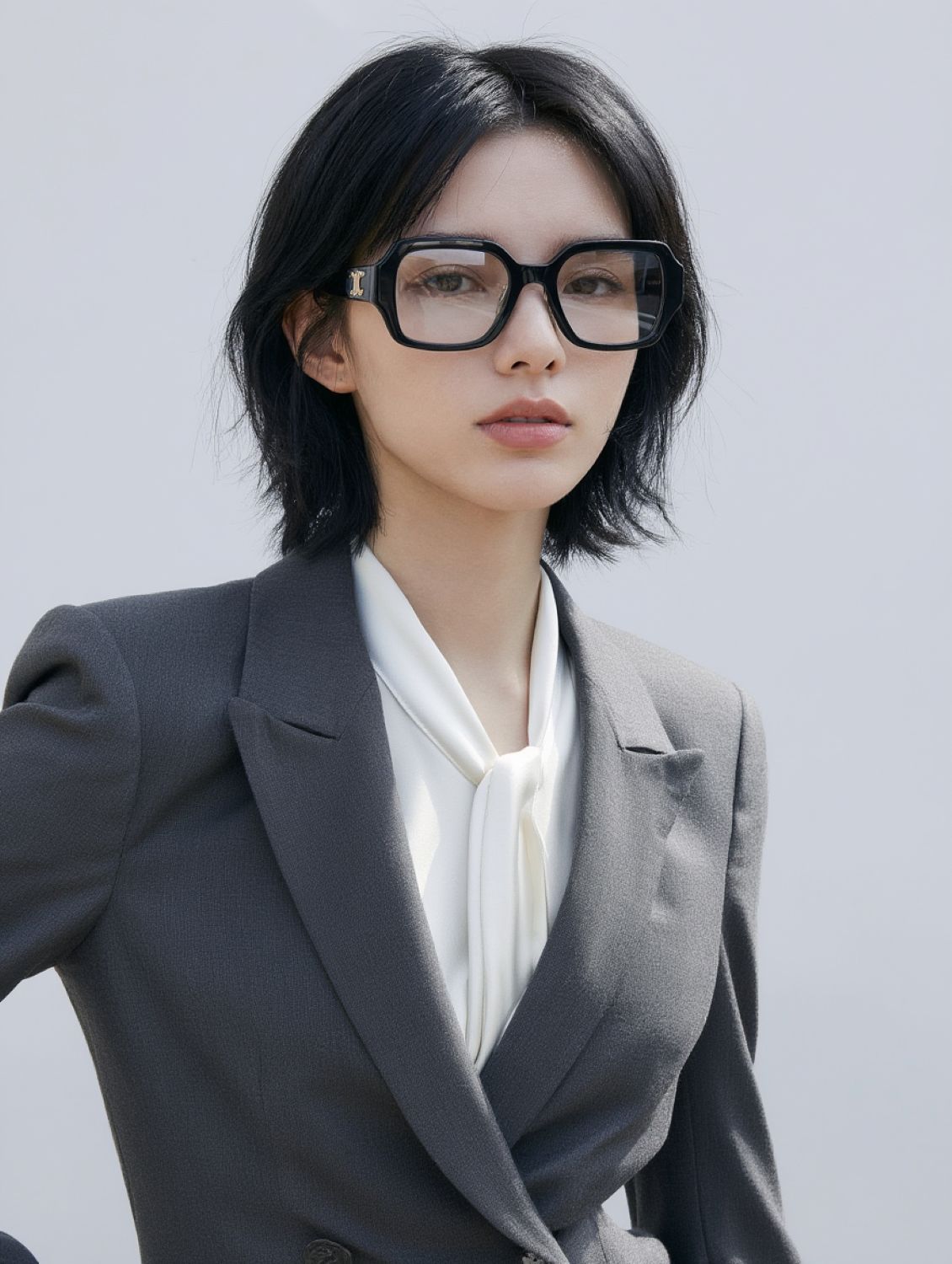 women wearing Celine CL50131F 001 Square Eyeglasses in officewear