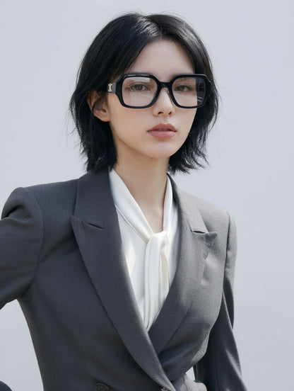 women wearing Celine CL50131F 001 Square Eyeglasses in officewear