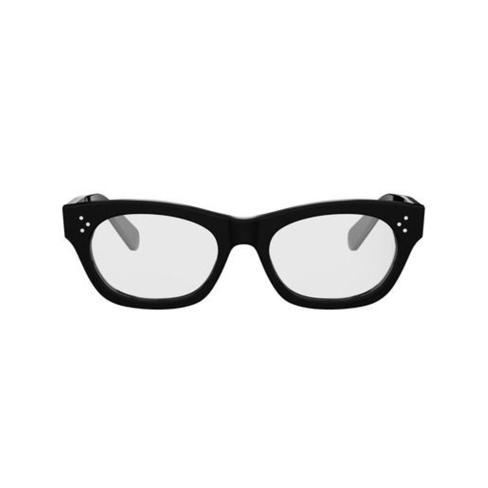 celine-cl50166i-001-3-dots-black-cat-eye-acetate-glasses on a white background