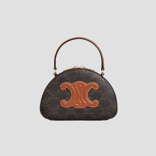 Celine Half Moon Case In Triomphe Canvas & Calfskin 10K642ECM.04LU