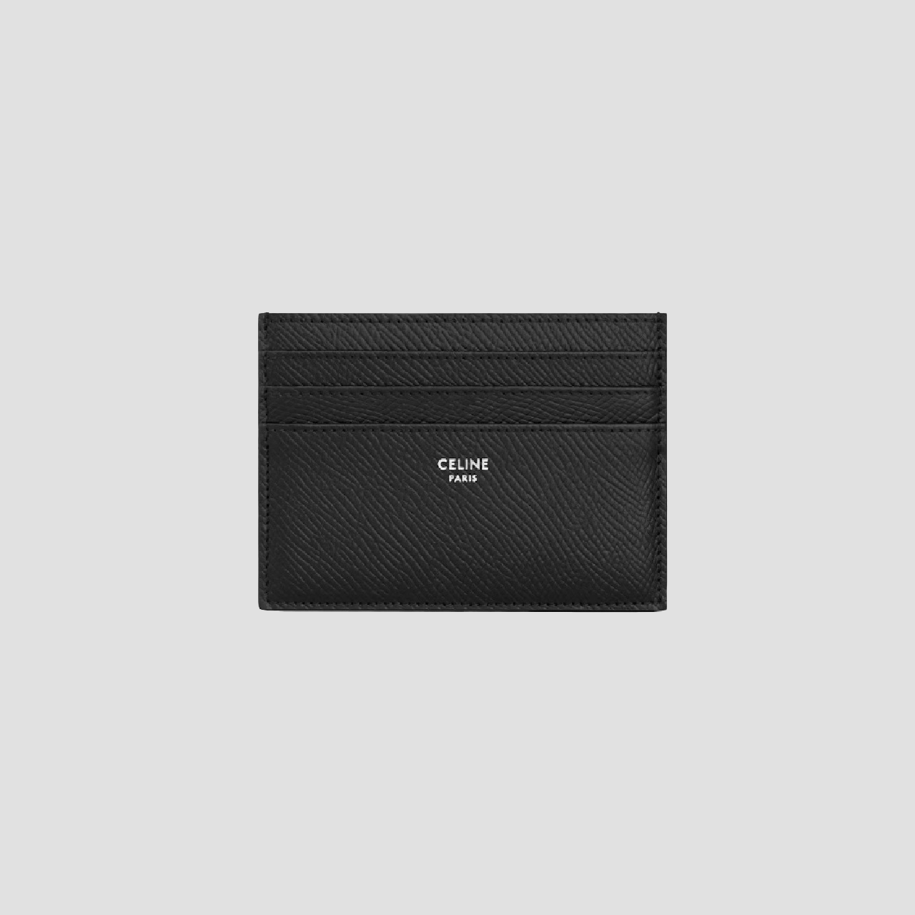 Celine Large Card Holder in Grained Black Calfskin 10k913bel.38si