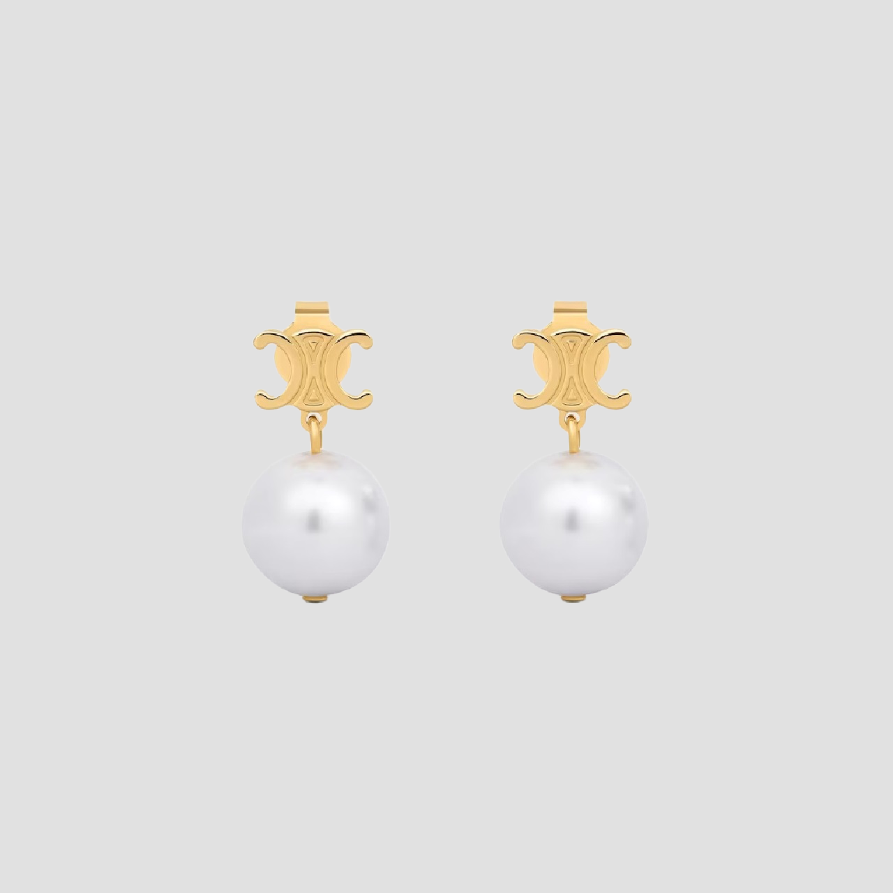 Celine Les Perles Earrings with Glass Pearls in Gold-Finish Brass 460TZ6BPE.01GI