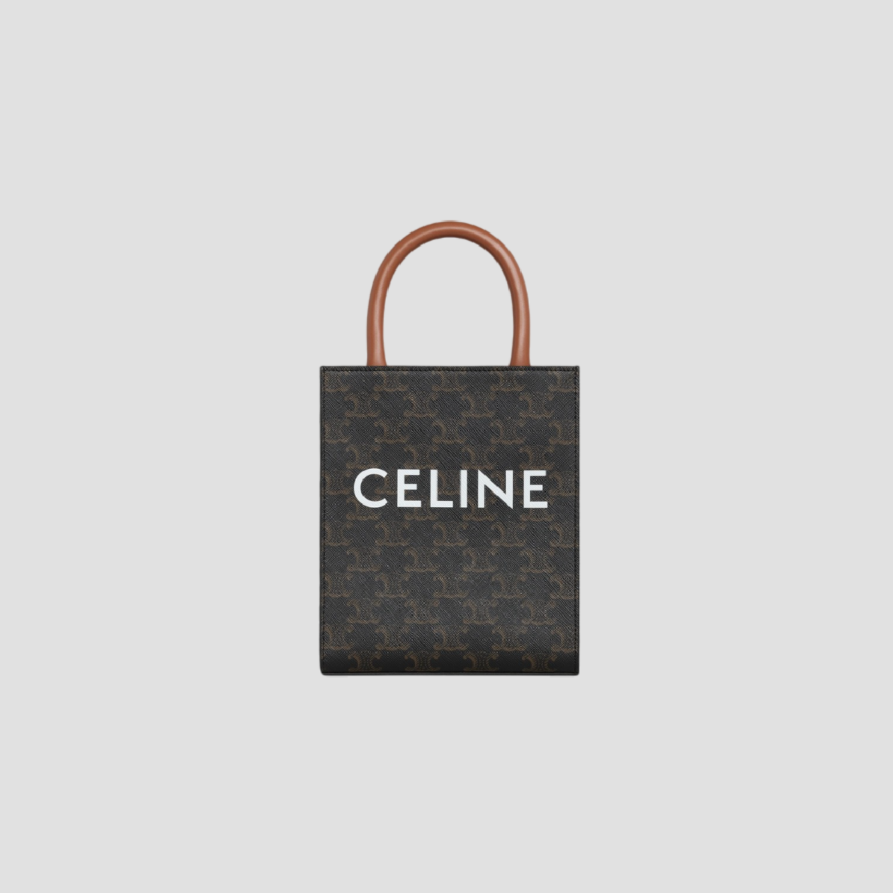 CELINE MINI VERTICAL CABAS IN TRIOMPHE CANVAS WITH CELINE PRINT TAN 194372BZK.04LU