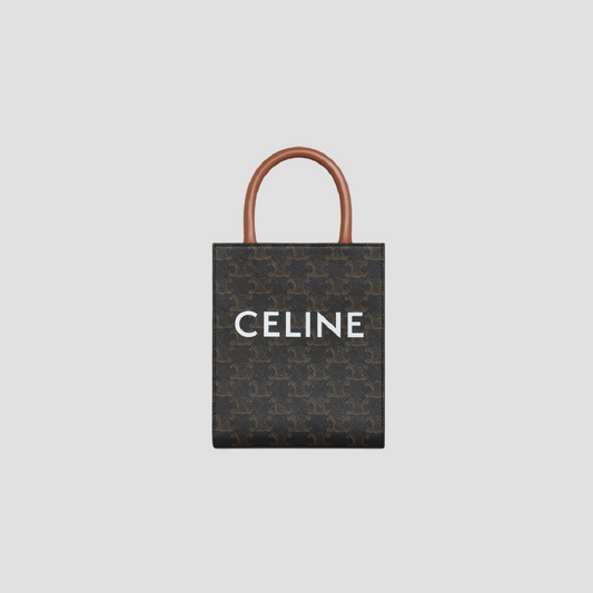 CELINE MINI VERTICAL CABAS IN TRIOMPHE CANVAS WITH CELINE PRINT TAN 194372BZK.04LU