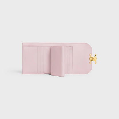 mặt trong ví CELINE PASTEL PINK SMALL FLAP WALLET TRIOMPHE IN SHINY CALFSKIN 10D783DPV.24PP