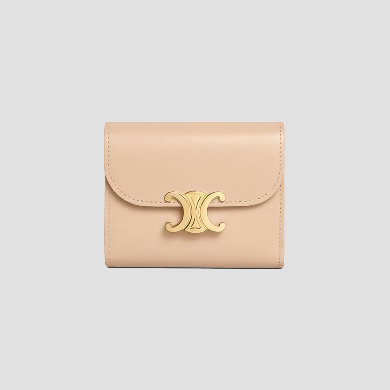 Celine Small Flap Wallet Triomphe in Shiny Calfskin Oat Beige 10D783DPV.02EU