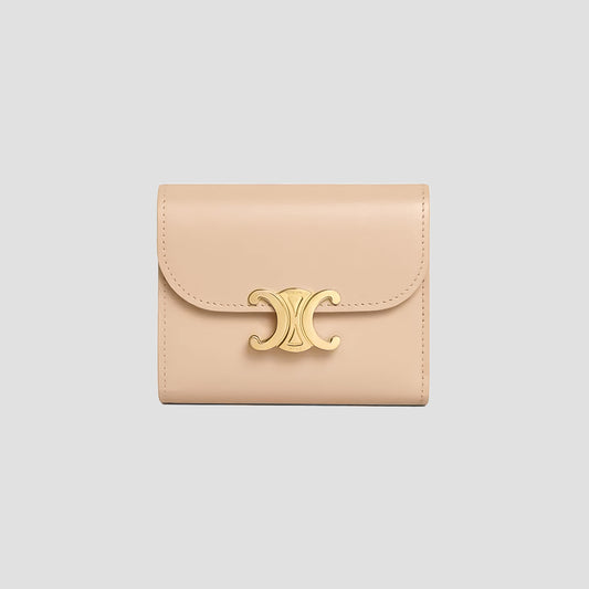 Celine Small Flap Wallet Triomphe in Shiny Calfskin Oat Beige 10D783DPV.02EU
