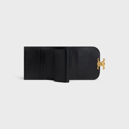 ví gập CELINE SMALL WALLET TRIOMPHE IN SHINY CALFSKIN BLACK 10D783DPV 38NO authentic tại sài gòn, tp hcm