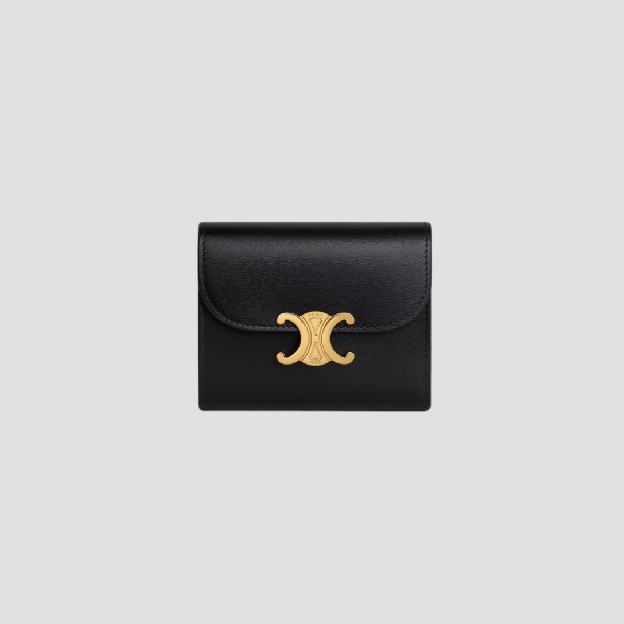 CELINE SMALL WALLET TRIOMPHE IN SHINY CALFSKIN BLACK 10D783DPV-38NO