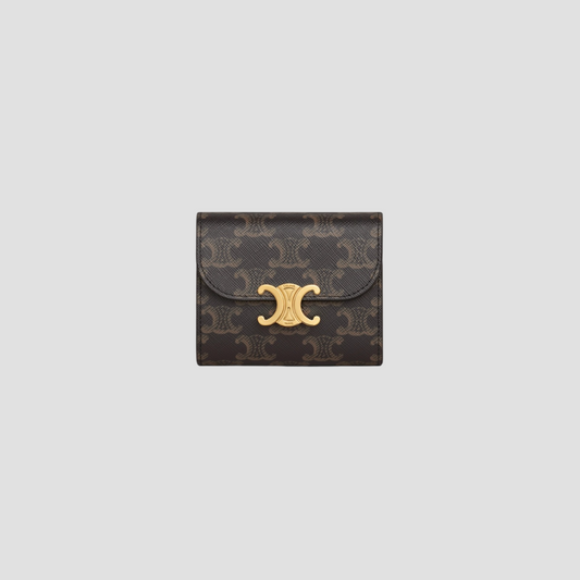 CELINE SMALL WALLET TRIOMPHE IN TRIOMPHE CANVAS TAN 10D782CQH 04LU