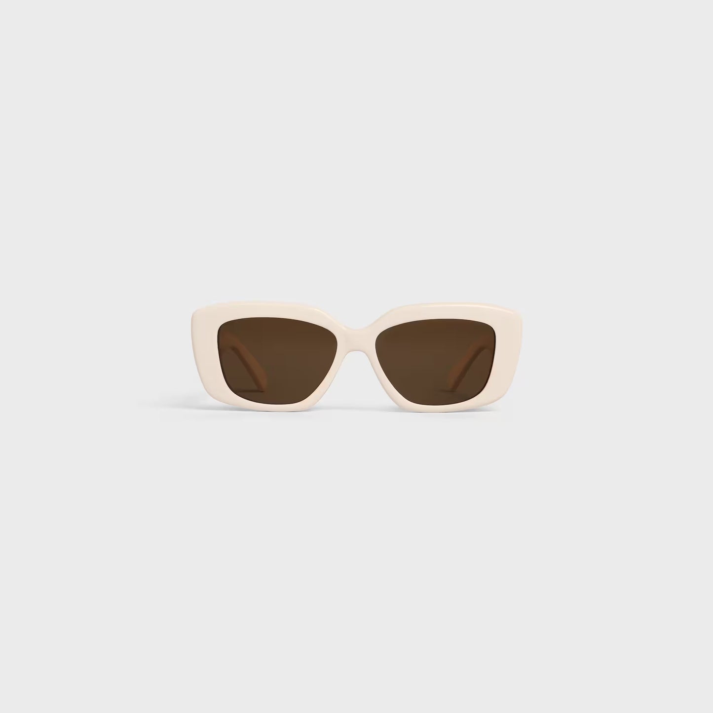 Portrait CELINE Triomphe 04 Sunglasses in Acetate Ivory CL40216U 25E on a white background