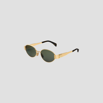 CELINE TRIOMPHE METAL 01 SUNGLASSES IN METAL GOLD / GREEN 4S235CMLB 35SG