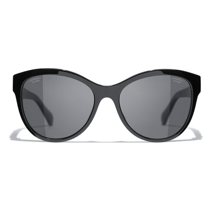 Chanel CH5458 C622T8 Round Sunglasses with dark lenses on a white background