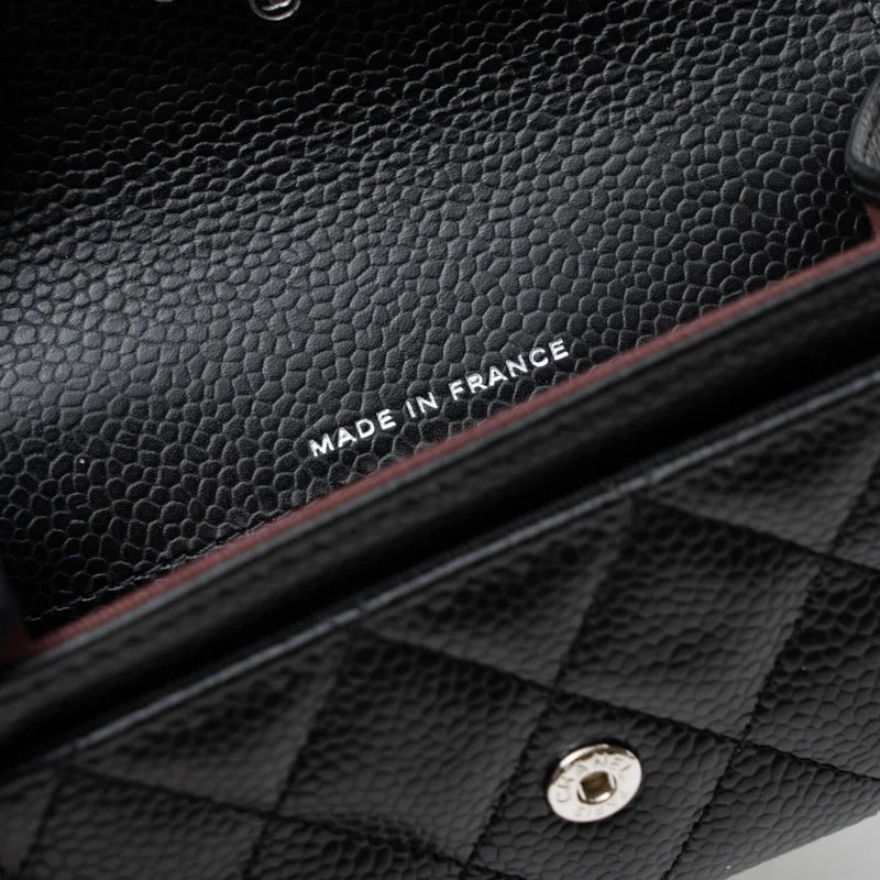 Chanel Flap Card Holder Quilted Caviar Silver-tone Black AP0214Y01480C3906 hàng hiệu chính hãng authentic tại sài gòn, tp hcm