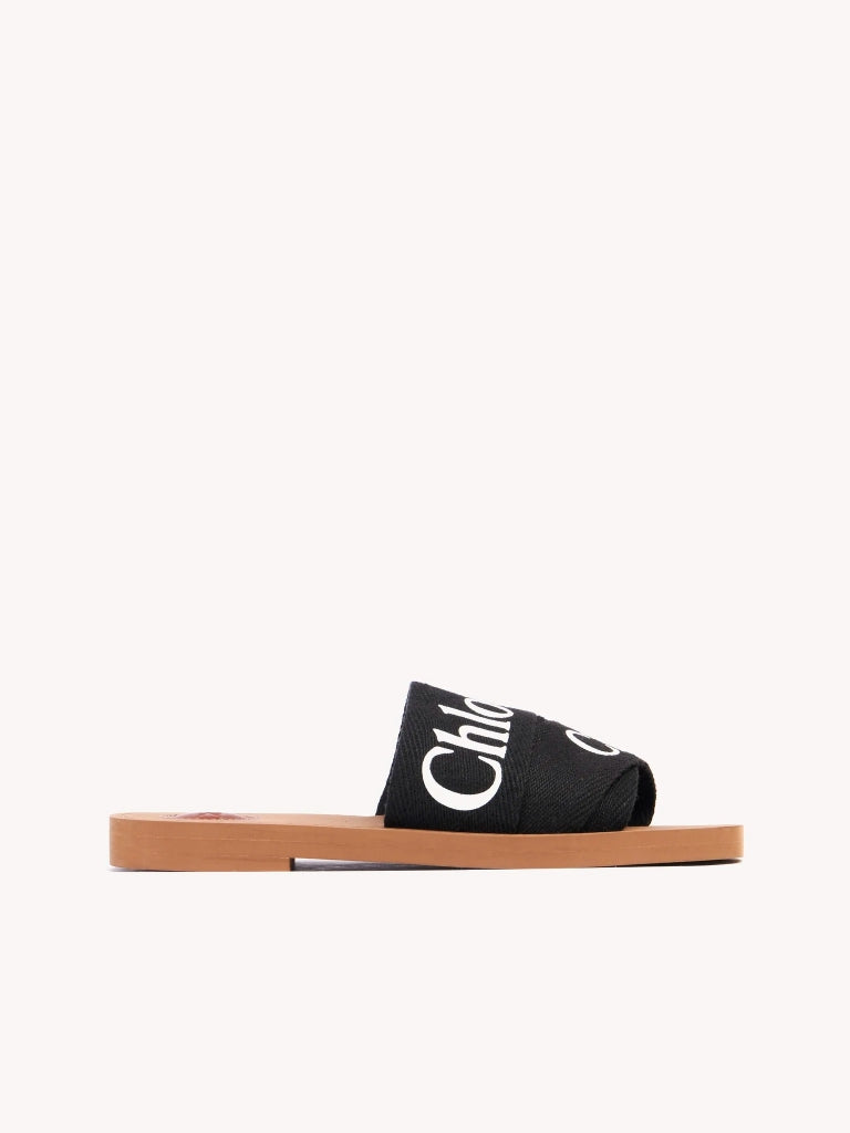 CHLOE WOODY FLAT MULE BLACK CHC22U188Z3001  authentic tại blank room hà nội, việt nam