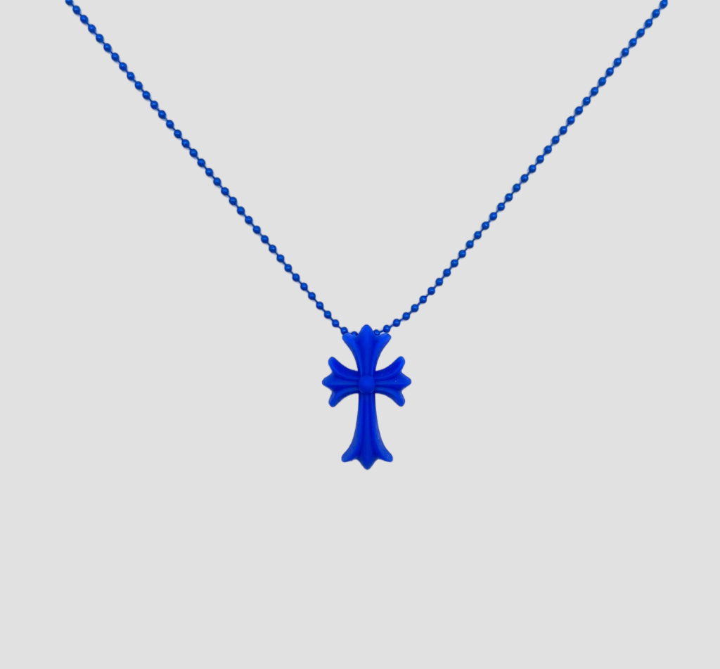 CHROME HEARTS CROSS SILICONE NECKLACE BLUE