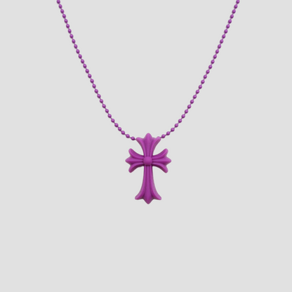 CHROME HEARTS CROSS SILICONE NECKLACE PURPLE